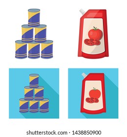 Isolated object of can and food symbol. Collection of can and package stock symbol for web.