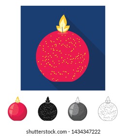 Isolated object of candle and aromatic symbol. Set of candle and red stock symbol for web.