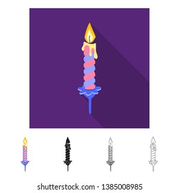 Isolated object of candle and birthday logo. Collection of candle and lit  vector icon for stock.