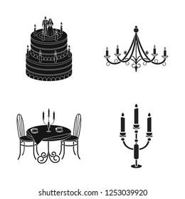 Isolated object of candle and candlestick icon. Set of candle and church stock vector illustration.