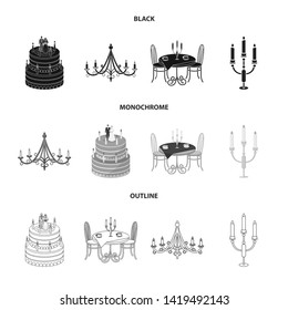 Isolated object of candle and candlestick icon. Set of candle and church vector icon for stock.
