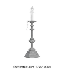 Isolated object of candle and candlestick logo. Collection of candle and lit vector icon for stock.