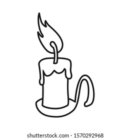 Isolated object of candle and candlestick sign. Graphic of candle and flame stock vector illustration.