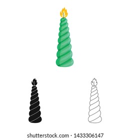 Isolated object of candle and christmas logo. Set of candle and flash stock vector illustration.