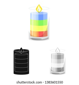 Isolated object of candle and glass icon. Collection of candle and romantic vector icon for stock.