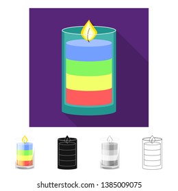 Isolated object of candle and glass sign. Collection of candle and romantic vector icon for stock.