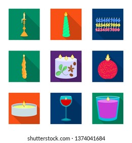 Isolated object of candlelight and decoration    icon. Set of candlelight and flame stock symbol for web.