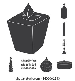 Isolated object of candlelight and decoration   icon. Collection of candlelight and wax vector icon for stock.