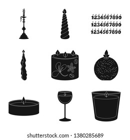 Isolated object of candlelight and decoration   logo. Collection of candlelight and wax stock vector illustration.