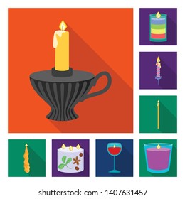 Isolated object of candlelight and decoration    logo. Collection of candlelight and flame stock vector illustration.