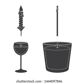 Isolated object of candlelight and decoration logo. Set of candlelight and wax stock symbol for web.