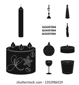 Isolated object of candlelight and decoration   sign. Set of candlelight and wax stock symbol for web.