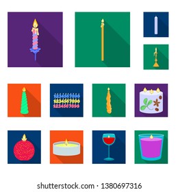 Isolated object of candlelight and decoration    sign. Set of candlelight and flame stock vector illustration.
