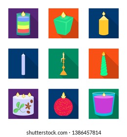 Isolated object of candlelight and decoration    sign. Collection of candlelight and flame stock symbol for web.