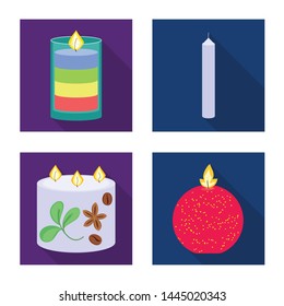 Isolated object of candlelight and decoration sign. Set of candlelight and flame vector icon for stock.