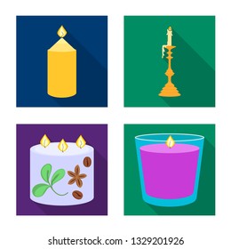Isolated object of candlelight and decoration    symbol. Set of candlelight and flame stock symbol for web.