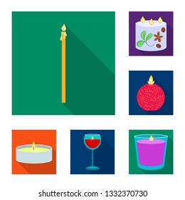 Isolated object of candlelight and decoration    symbol. Collection of candlelight and flame stock symbol for web.