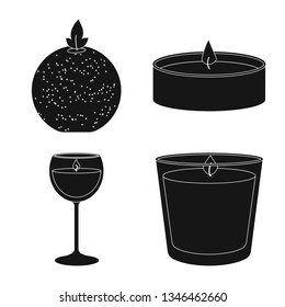 Isolated object of candlelight and decoration   symbol. Set of candlelight and wax stock vector illustration.