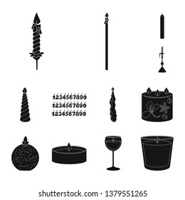 Isolated object of candlelight and decoration   symbol. Set of candlelight and wax stock vector illustration.