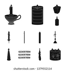 Isolated object of candlelight and decoration   symbol. Collection of candlelight and wax stock symbol for web.