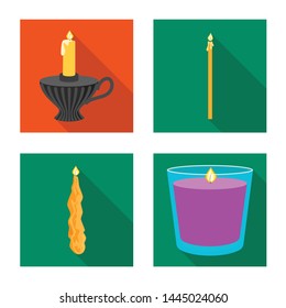 Isolated object of candlelight and decoration symbol. Collection of candlelight and flame stock symbol for web.