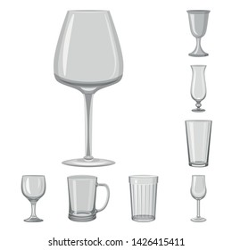 Isolated object of capacity and glassware logo. Set of capacity and restaurant stock vector illustration.