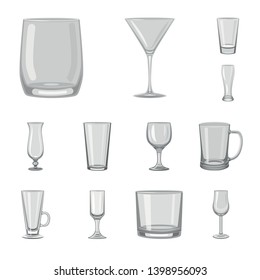 Isolated object of capacity and glassware sign. Collection of capacity and restaurant vector icon for stock.
