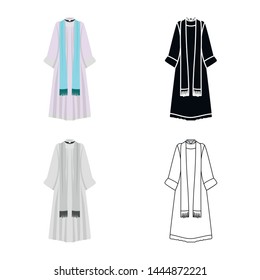 Isolated object of cape and priest icon. Collection of cape and religion stock symbol for web.