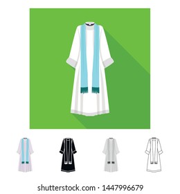Isolated object of cape and priest sign. Collection of cape and religion vector icon for stock.