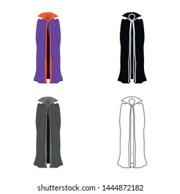 Isolated object of cape and vampire icon. Collection of cape and evil vector icon for stock.