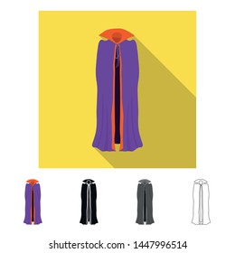 Isolated object of cape and vampire sign. Collection of cape and evil stock vector illustration.
