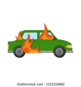 Isolated object of car and burn symbol. Web element of car and ruined vector icon for stock.