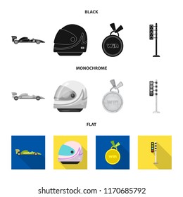 Isolated object of car and rally icon. Collection of car and race stock vector illustration.