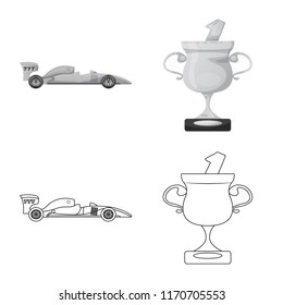 Isolated object of car and rally icon. Set of car and race stock vector illustration.