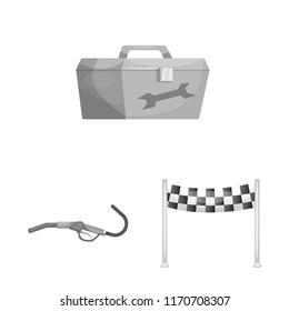 Isolated object of car and rally icon. Collection of car and race vector icon for stock.