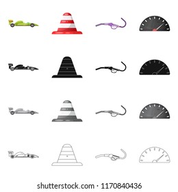 Isolated object of car and rally icon. Collection of car and race stock vector illustration.