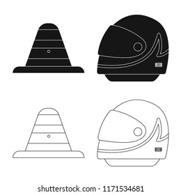 Isolated object of car and rally icon. Collection of car and race vector icon for stock.