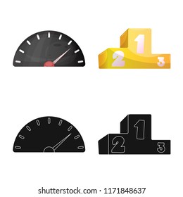 Isolated object of car and rally icon. Collection of car and race stock symbol for web.