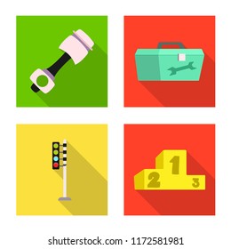 Isolated object of car and rally icon. Collection of car and race stock symbol for web.