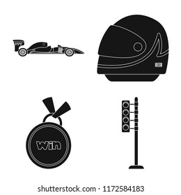 Isolated object of car and rally icon. Collection of car and race stock vector illustration.