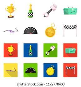 Isolated object of car and rally icon. Collection of car and race stock symbol for web.