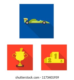 Isolated object of car and rally icon. Collection of car and race stock vector illustration.