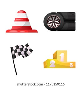 Isolated object of car and rally icon. Set of car and race vector icon for stock.