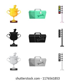 Isolated object of car and rally icon. Set of car and race stock symbol for web.
