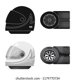 Isolated object of car and rally icon. Set of car and race stock vector illustration.