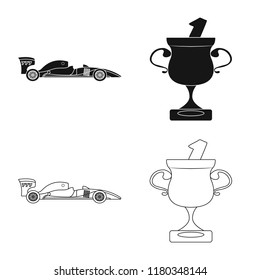 Isolated object of car and rally icon. Set of car and race vector icon for stock.
