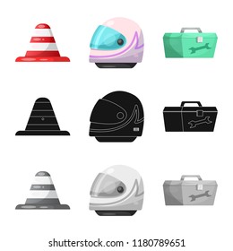Isolated object of car and rally icon. Set of car and race vector icon for stock.
