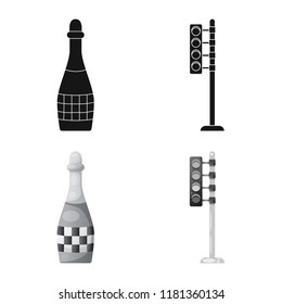 Isolated object of car and rally icon. Set of car and race stock vector illustration.