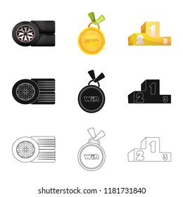 Isolated object of car and rally icon. Collection of car and race vector icon for stock.