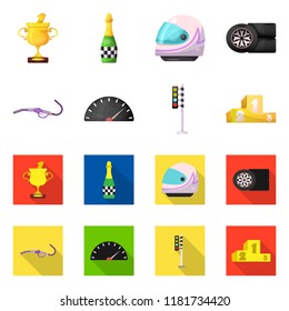 Isolated object of car and rally icon. Set of car and race vector icon for stock.